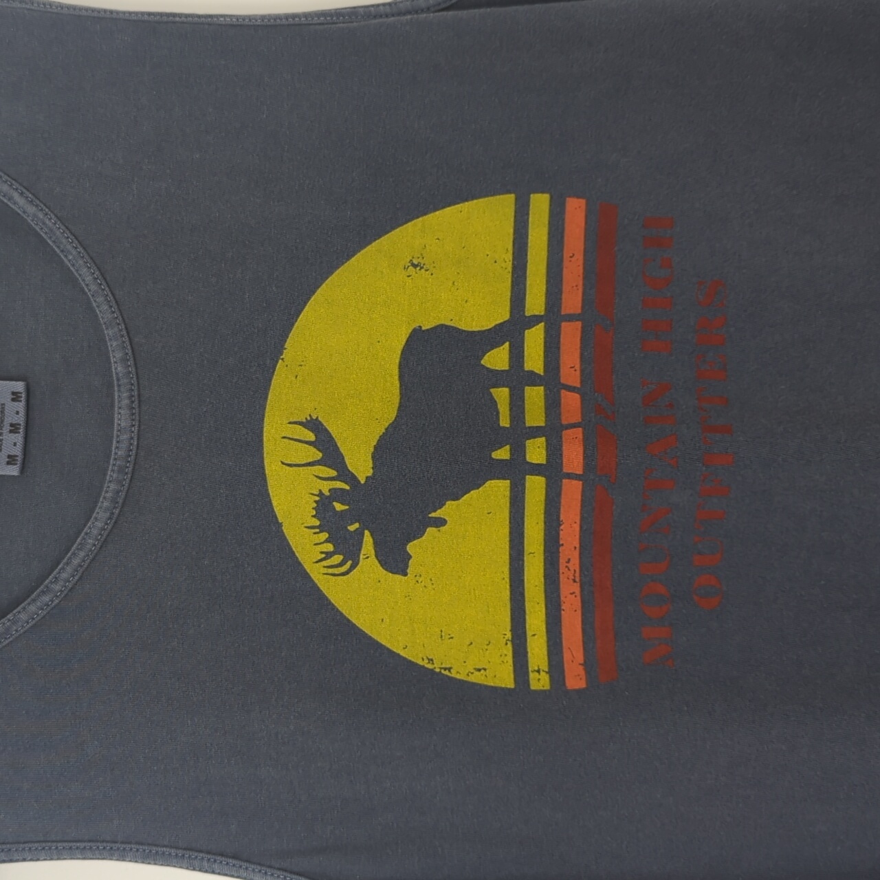 Mountain High Outfitters Moose Sunset Retro Vintage Look Tank Blue Medium — image 2 of 8